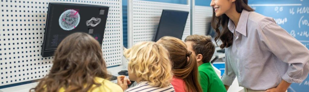 banner science exhibit surrounded by kids, educational trip, January 2025, Australia