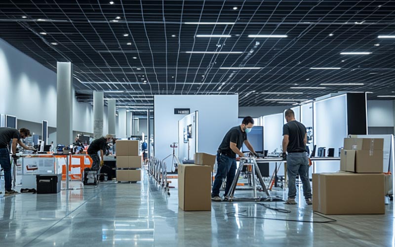 people setting up exhibit, corporate travels, December 2024, Australia