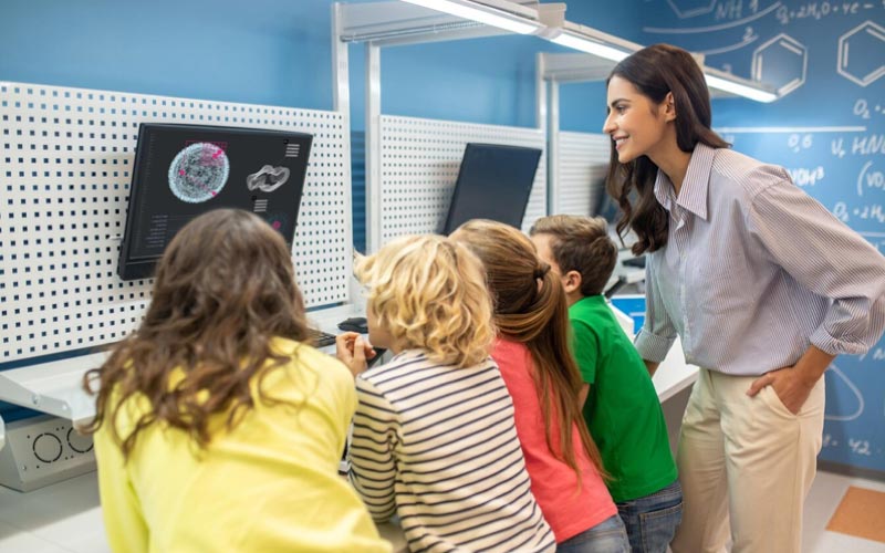 science exhibit surrounded by kids, educational trip, January 2025, Australia