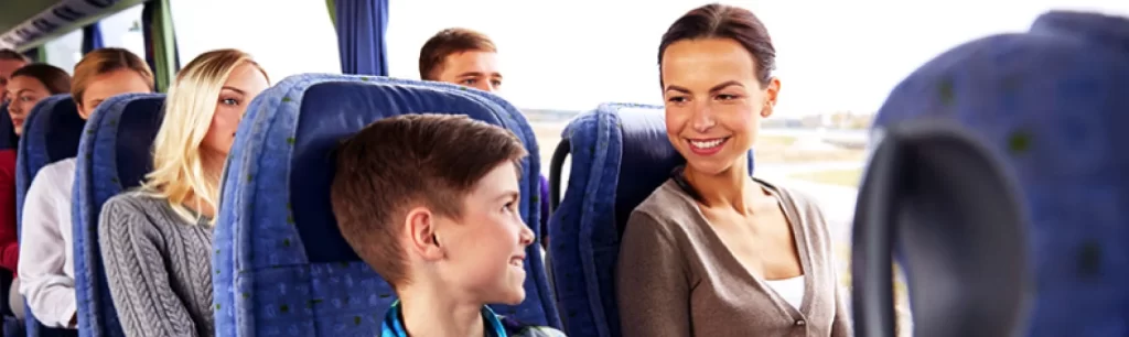 a family in coach watching the open road, travel tip, convenient Brisbane transport